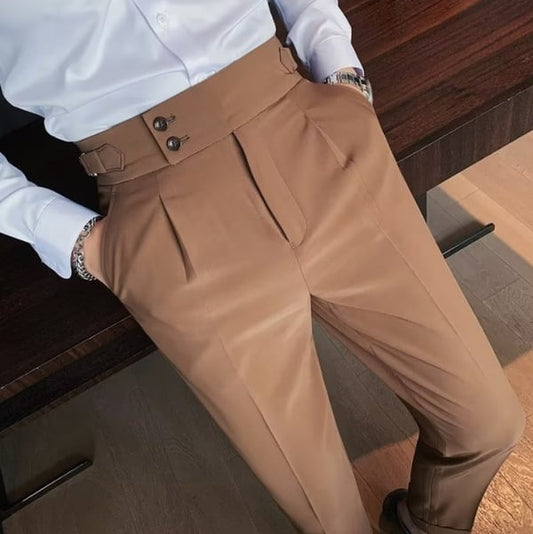 Pantalones casuales rectos de color liso para hombre