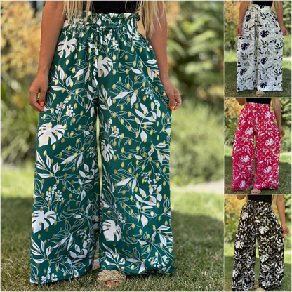 Pantalones de piernas anchas estampados para mujeres