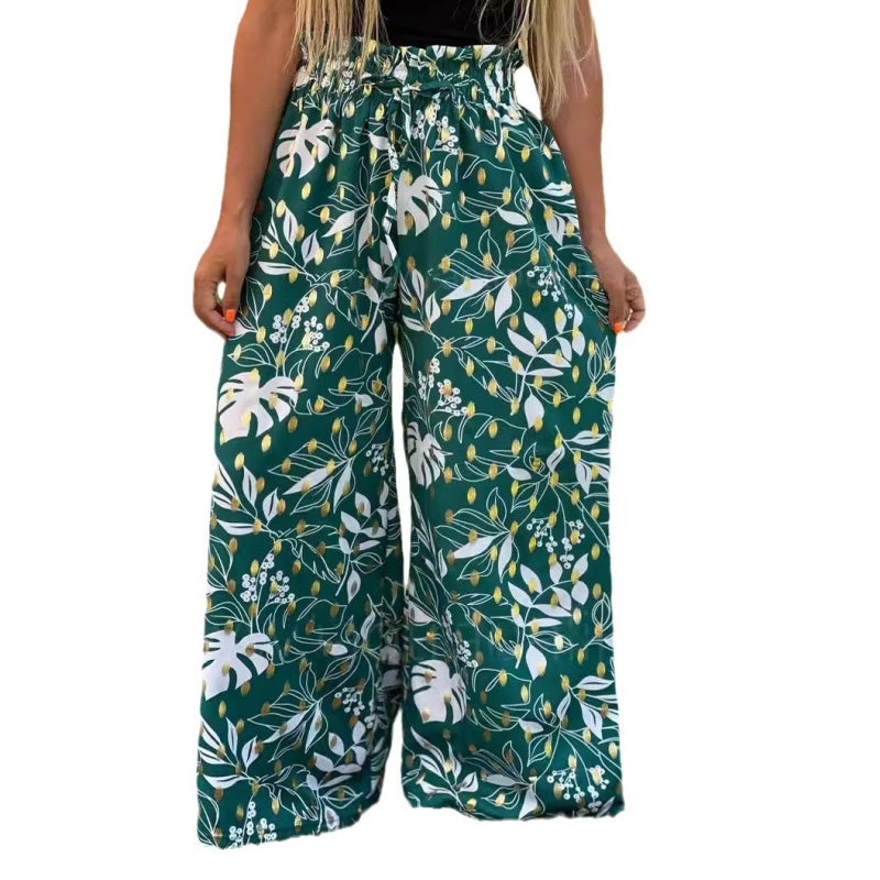 Pantalones de piernas anchas estampados para mujeres