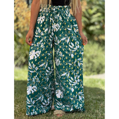 Pantalones de piernas anchas estampados para mujeres