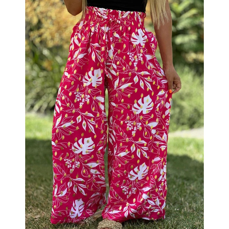 Pantalones de piernas anchas estampados para mujeres