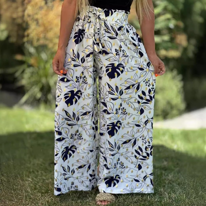 Pantalones de piernas anchas estampados para mujeres