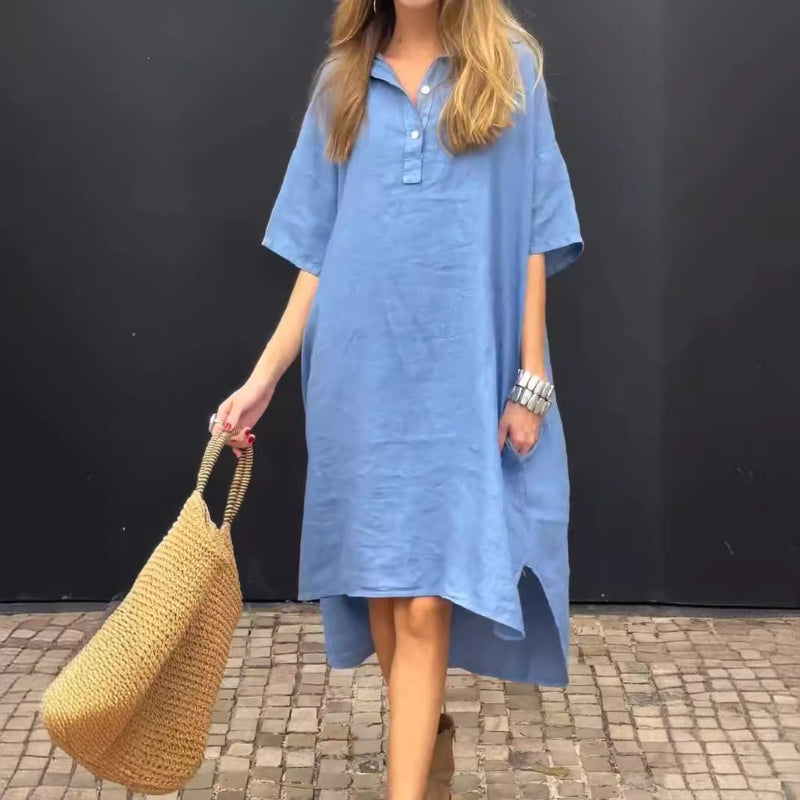 vestido midi camisero extragrande con bolsillos