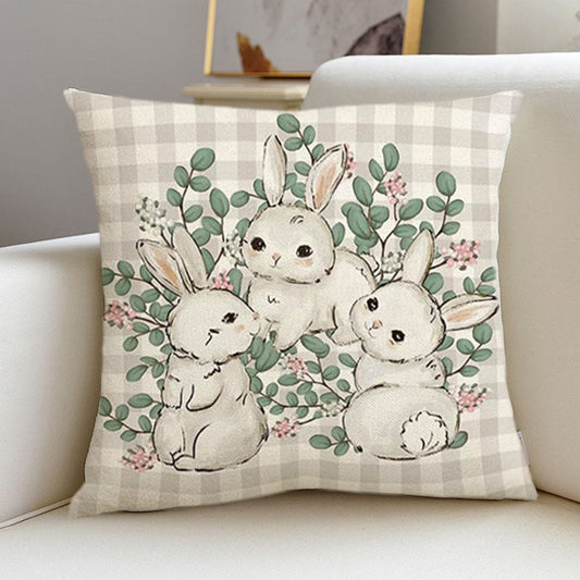 4pcs Cute Easter Theme Cartoon Home Decorative Pillowcases